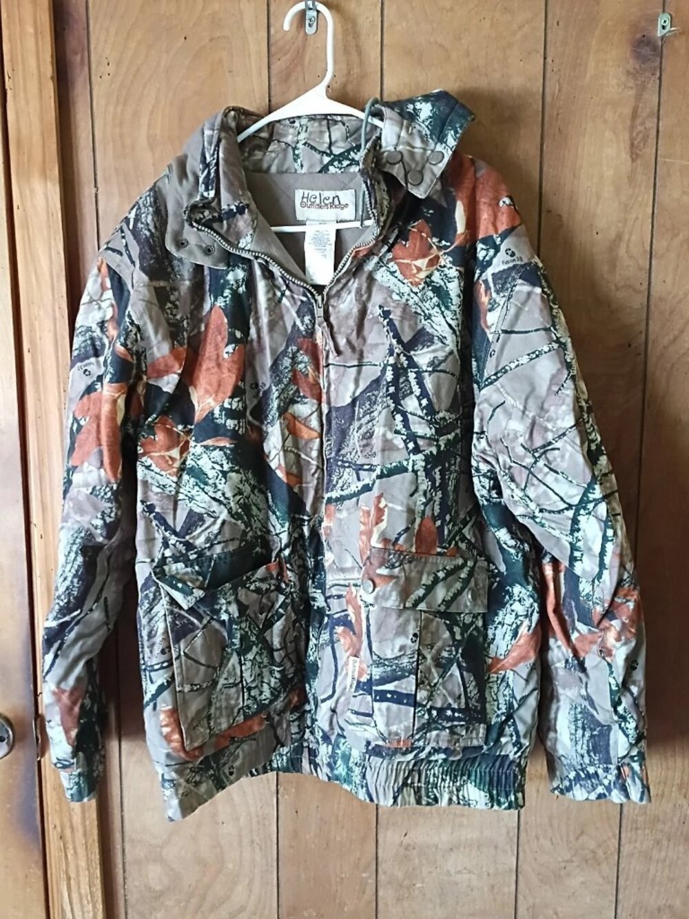 Outfitters Ridge Camo Hooded Jacket Men's L Full Zip Detachable Hood Hunting